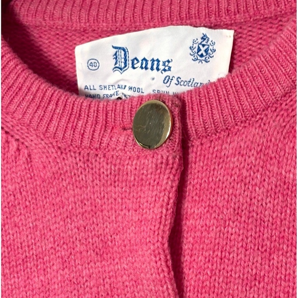 Vintage Deans of Scotland Shetland Wool Cardigan Size 40 (M) Preppy Boxy Classic - Picture 3 of 11